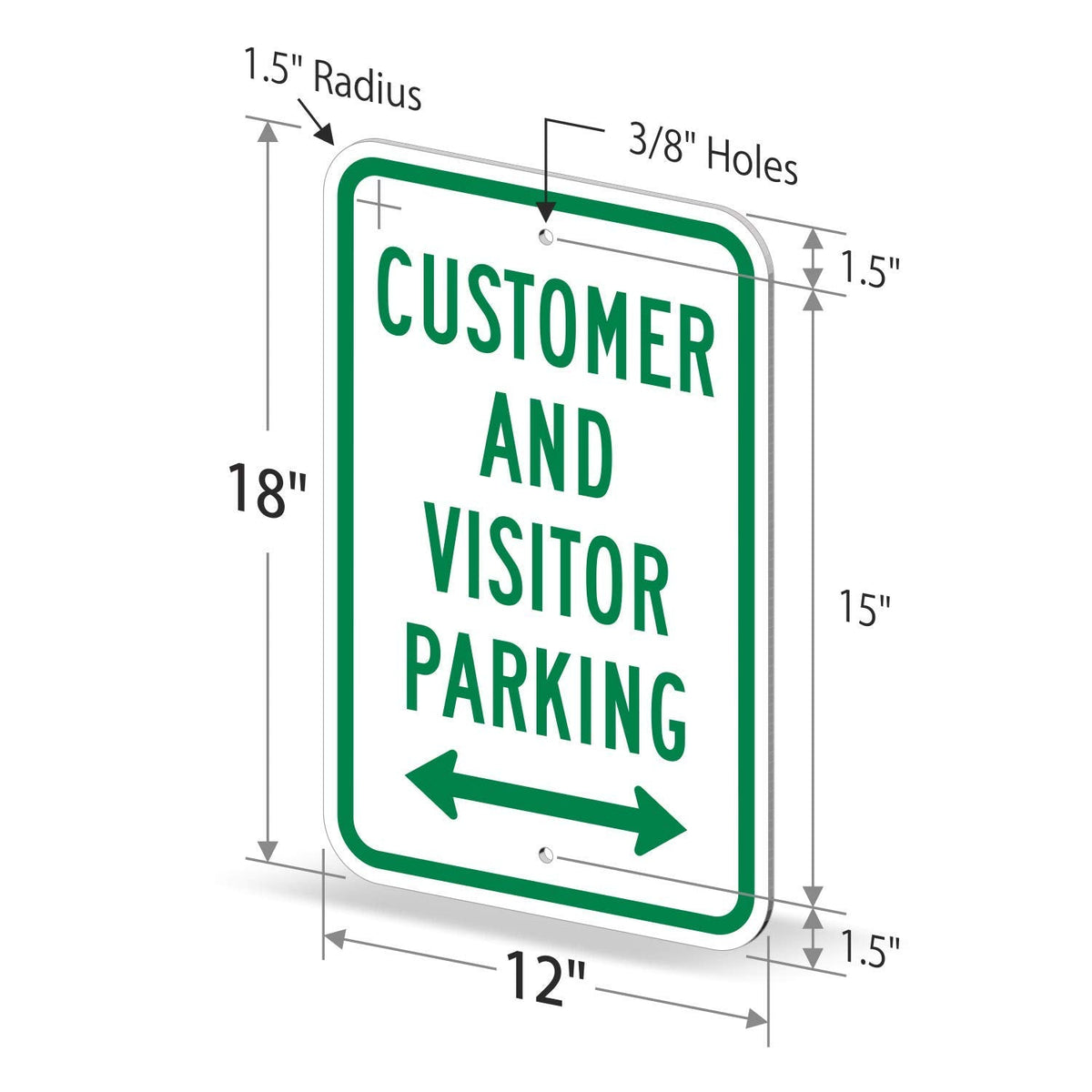 SmartSign-K-5661-EG "Customer and Visitor Parking" Sign with Bi-directional Arrow | 12" x 18" 3M Engineer Grade Reflective Aluminum 12" x 18" EG Reflective Aluminum - Parking Sign with Bi-directional Arrow