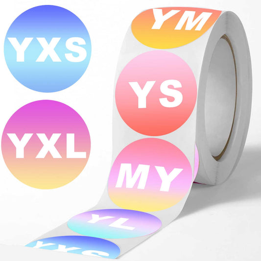 1000 Pcs Youth Clothings Size Sticker Clothing Size Stickers Labels - 1 Inch Colorful YXS YXL YS YM YL Size Stickers for Clothing T Shirts Retail Apparel