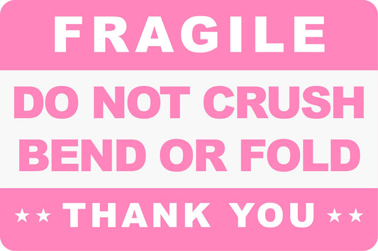 Do not Crush Bend or Fold Shipping Stickers, MeshaKippa 2x3" 200pcs Pink Envelopes Mailing Cartons Shipping Warning Labels