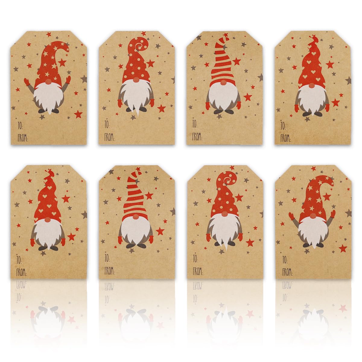It’s A Gnome Christmas Gift Tag Stickers – 2 x 3 Inch Holiday Labels with Whimsical Gnome Designs – 100 Brown Kraft Adhesive Tags, Eco-Friendly, Made in USA