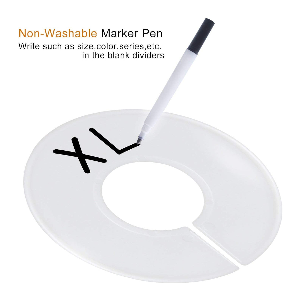 20 Pack Clothing Rack Size Dividers, Wardrobe Round Hangers Label Closet Dividers with 1 Piece Marker Pen for Clothes Organization(White, Blank) 20
