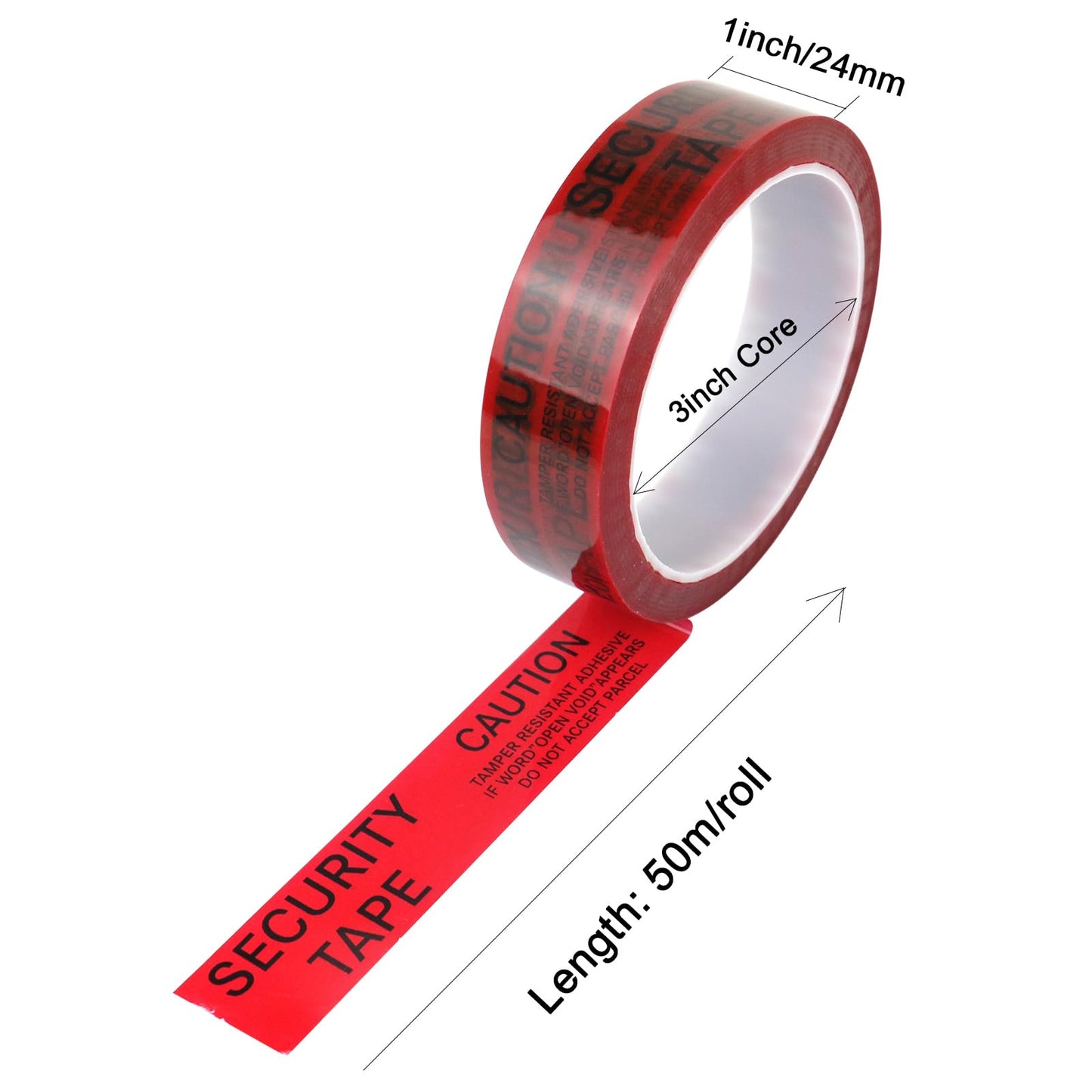 BOMEI PACK Transfer Tamper Evident Security Seal Tape,2 Mil x 1 Inch x 55 Yards,Tamper Proof Packing Tape,Transfer Tamper Void Tapes Red for Evidence Box, Envelope, Shipment