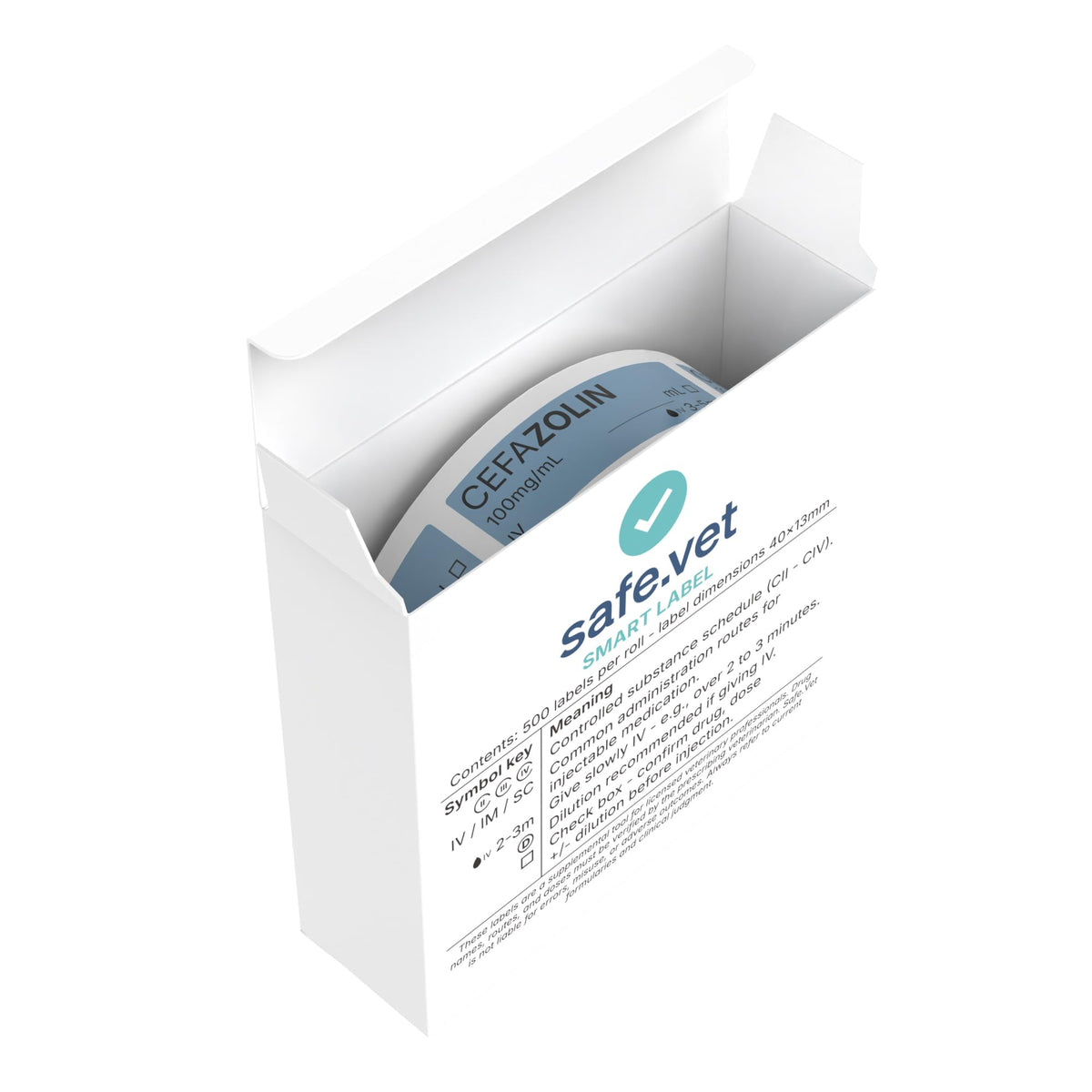 Veterinary Smart Syringe Labels for Surgery and Emergency – Clinical-Grade Color-Coded Roll of 500 | Vet Labels for Medication Safety in Vet Clinics, Hospitals & ICU (Cefazolin) Cefazolin