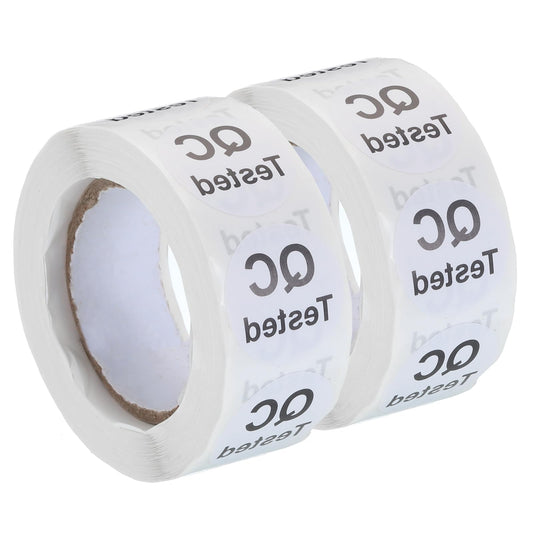 MECCANIXITY Inventory QC Tested Stickers Labels 25mm/1" White for Inventory Warehouse Stock, 2 Roll 1000 Piece
