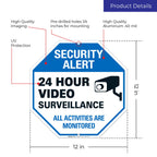 Video Surveillance Sign, CCTV Security Alert, Aluminum 12x12 2 PK