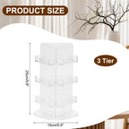 PATIKIL 3 Tier Greeting Card Display Stand, Acrylic Cards Rotating Display Stand Spinning Postcard Rack for Postcard Photo Rack Desk Book Stamp, Clear