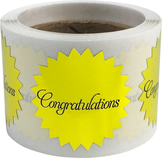 Congratulations Stickers Metallic Gold Seals 1 Inch 100 Adhesive Labels