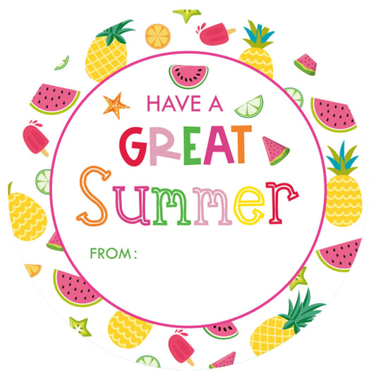 Anwyll Happy Summer Gift Stickers - Have A Great Summer Name from Stickers 60Pcs 2Inch Hello Summer Seal Sticker Self-Adhesive End of School Year Sticker for Gift Envelope Card Summers Party Favors
