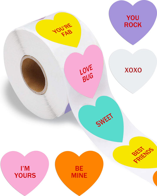 500 PCS Heart Stickers for Kids, Valentines Day Stickers Love Decorations Accessories Crafts Labels for Conversation Hearts Valentines Candy Classrooms Cards Envelopes Boxes