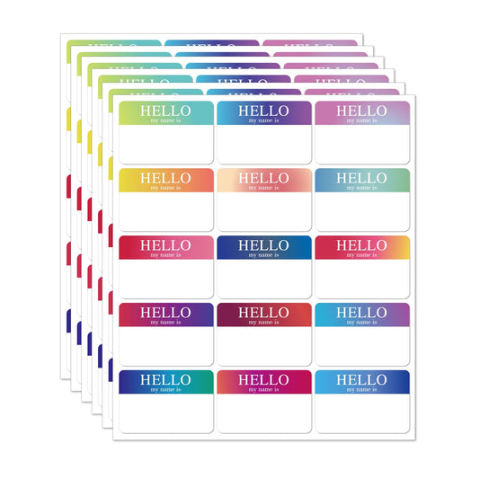 345 Pcs Name Tags Rainbow Sticker, Hello My Name is Stickers 15 Color, Hello My Name is Name Tag for School Office Home (Color-01) Color-01