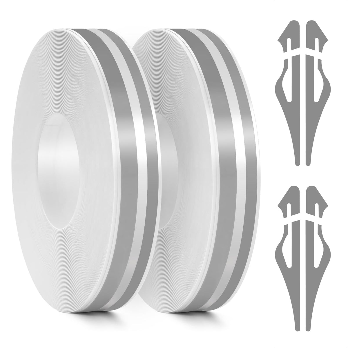 2 Rolls 32Ft Black Car Pinstripe Tape + 2 Rolls 32Ft Gray Car Pinstripe Tape