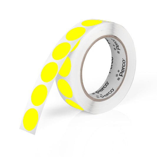 Perco Fluorescent Yellow 1-Inch Round Circle Dot Sticker Labels with Permanent Adhesive - 1,000 Labels per Roll - Vibrant Colors, Strong Adhesion - Made in USA 1 Roll