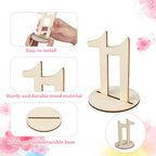 Wedding Table Numbers 1-20, Wooden Reusable Tabletop Signs with Stand for Wedding Reception Banquet Anniversary Party Birthday Bridal Shower Hotel Bar Restaurant Farmhouse Decorations