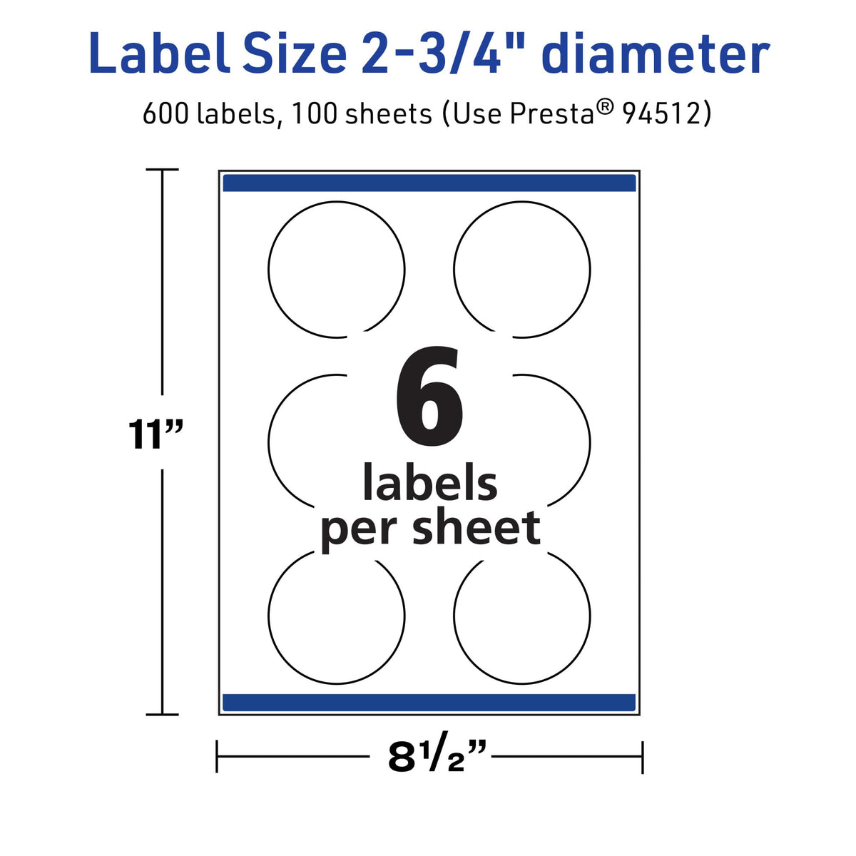 Avery TrueBlock Matte White Round Labels, Sure Feed Technology, 2.75" Diameter, 600 Matte White Labels, Print-to-The-Edge, Laser/Inkjet Printable, Great for Packaging and Product Merchandising 600 labels