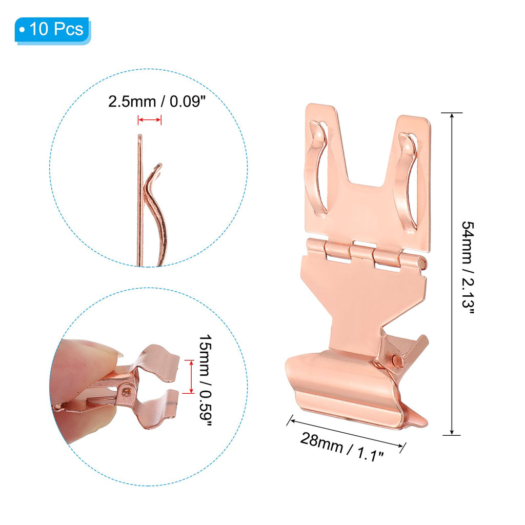 PATIKIL 10Pcs Metal Sign Clip Rotatable Sign Holder Stand Clip Rose Gold