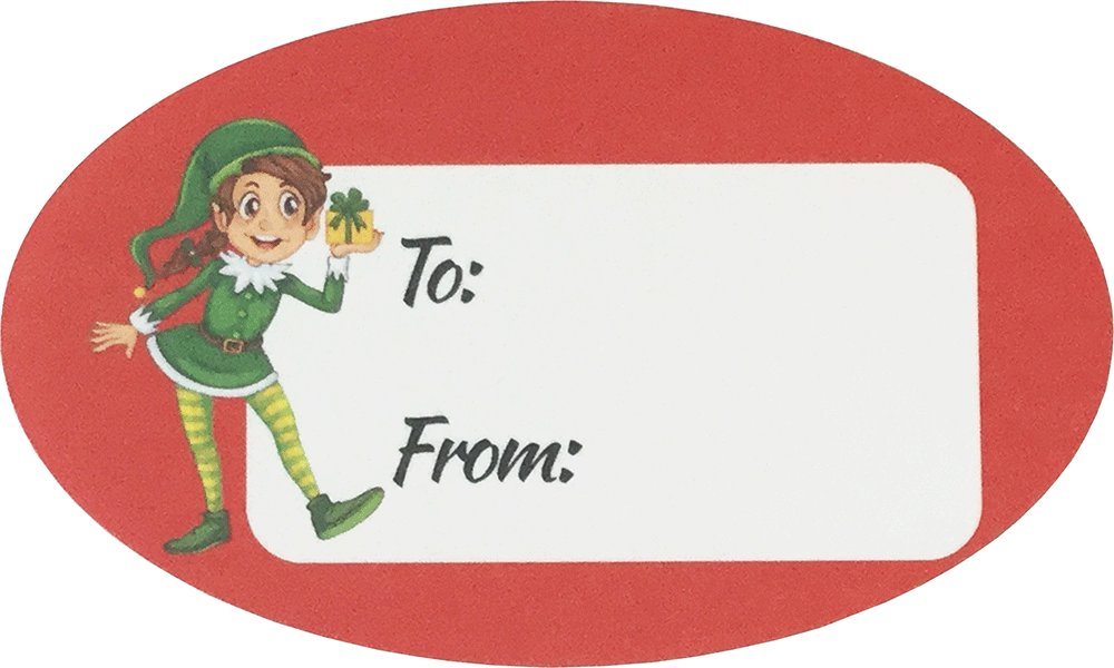 Elf Presents Gifts Tags Christmas Holiday to from Labels 1 1/2 x 2 1/2 Inch 25 Total Stickers