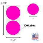 ChromaLabel 3-inch round fluorescent pink inventory labels with color code dots, high visibility for warehouse inventory, 100 pack
