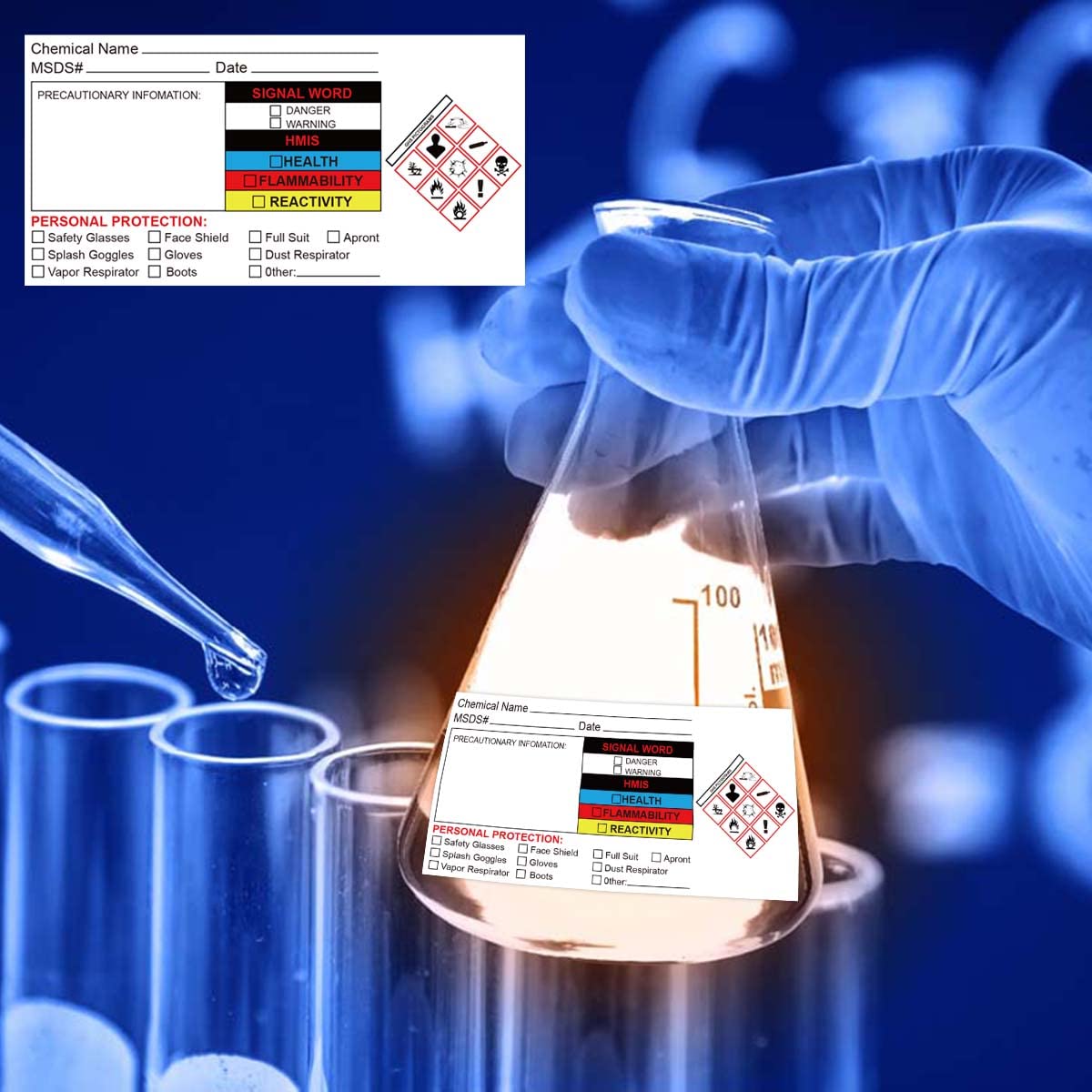 Chemical Identifying and Marking Labels 2x4 inch Safety Data Sheet Stickers 300pcs