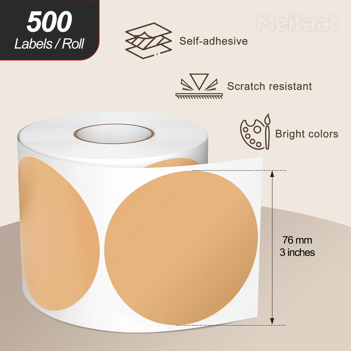 3" Round Circle Floor Dot Stickers Brown Vinyl Spots Labels 500 Pcs