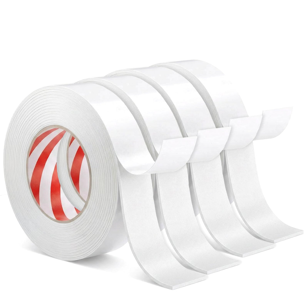 4 Rolls Double Sided Foam Tape Mounting, L16.4ft X W0.94 Strong Adhesive Mounting Tapes Heavy Duty Foam Tape for Decorations, Sticky Seal Strips for DIY Craft Picture Poster Wall Card (White)