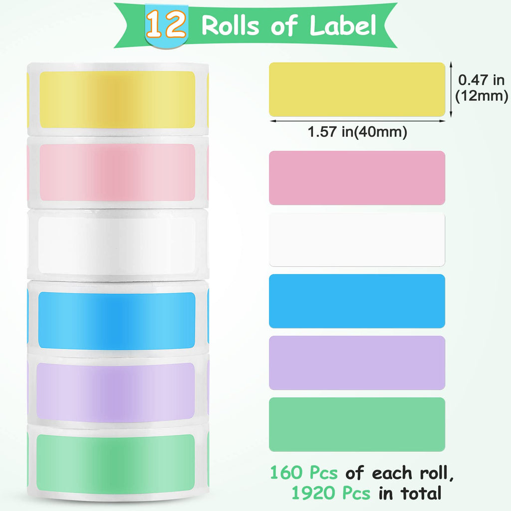 Marspark 1920 Pieces Label Tape Print Stickers Compatible with D30 Printer