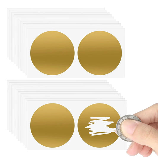 60Pcs Scratch Off Stickers Labels DIY Raffle Card Creating 2 inch Gold Round Stickers Self-Adhesive Custom Scratch Off Cards for Small Business Promotions, Wedding Games, Fundraisers