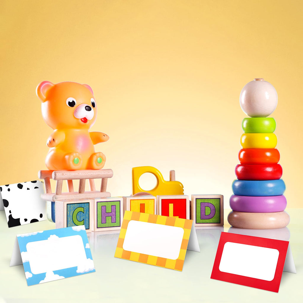 48pcs Cartoon Story Food Labels, Card Folded Table Place Labels