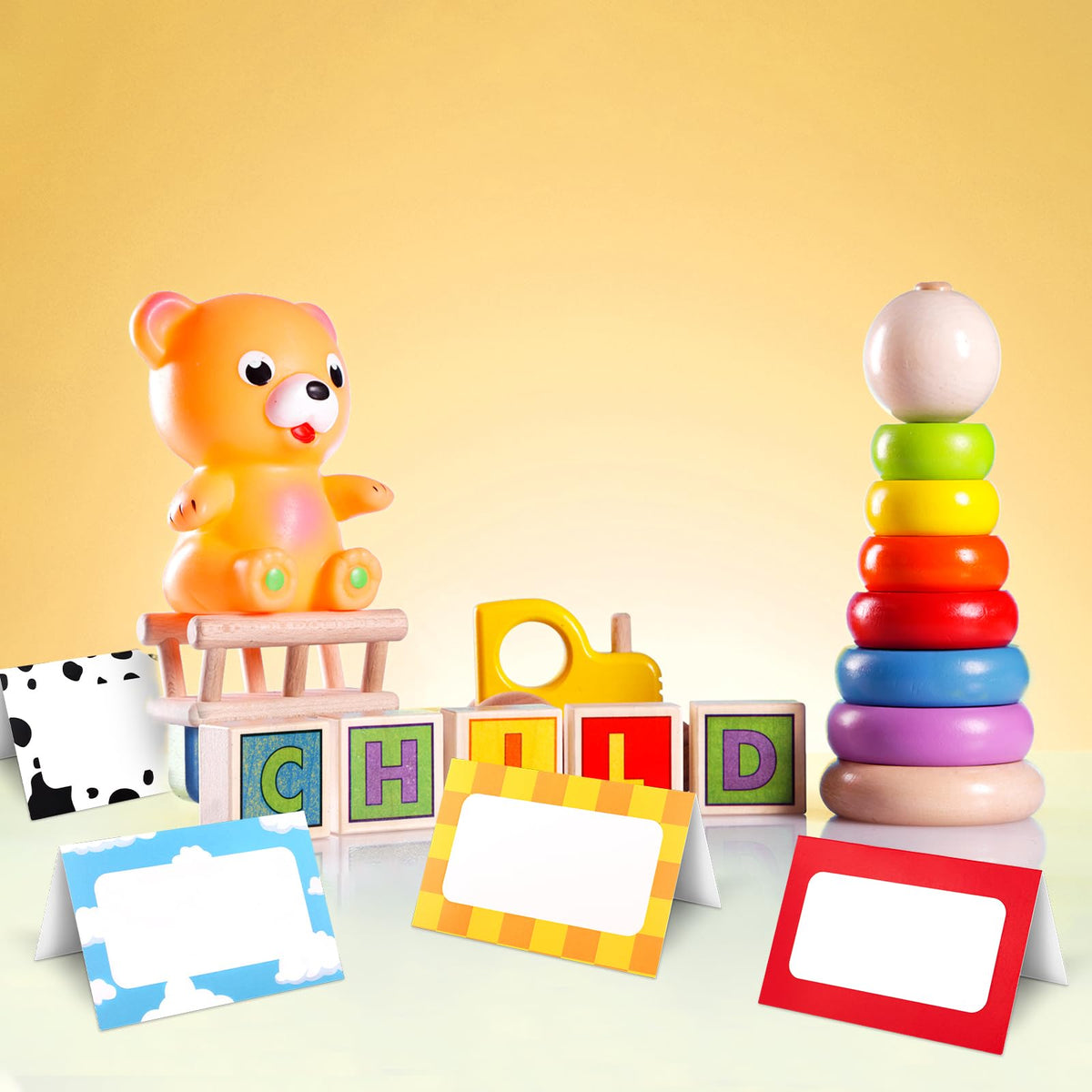 48pcs Cartoon Story Food Labels, Card Folded Table Place Labels