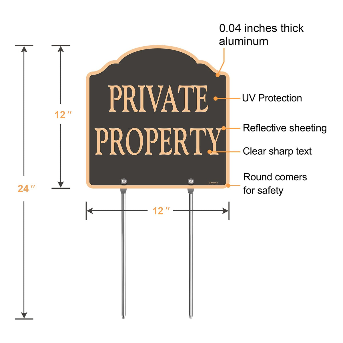 2 Pack Large Private Property Signs with Stake 12x12 inches