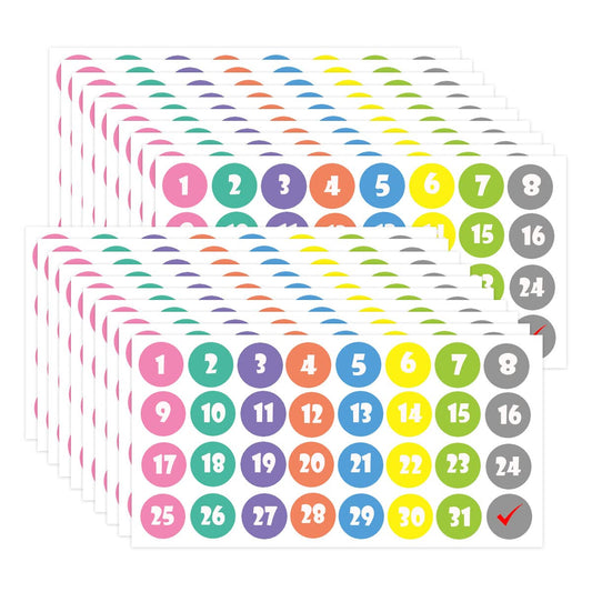 YOUOK Date Dots Sticker Planner Labels, 0.5'' Colorful Number Stickers Decorative Planning Labels.(800 Pcs)