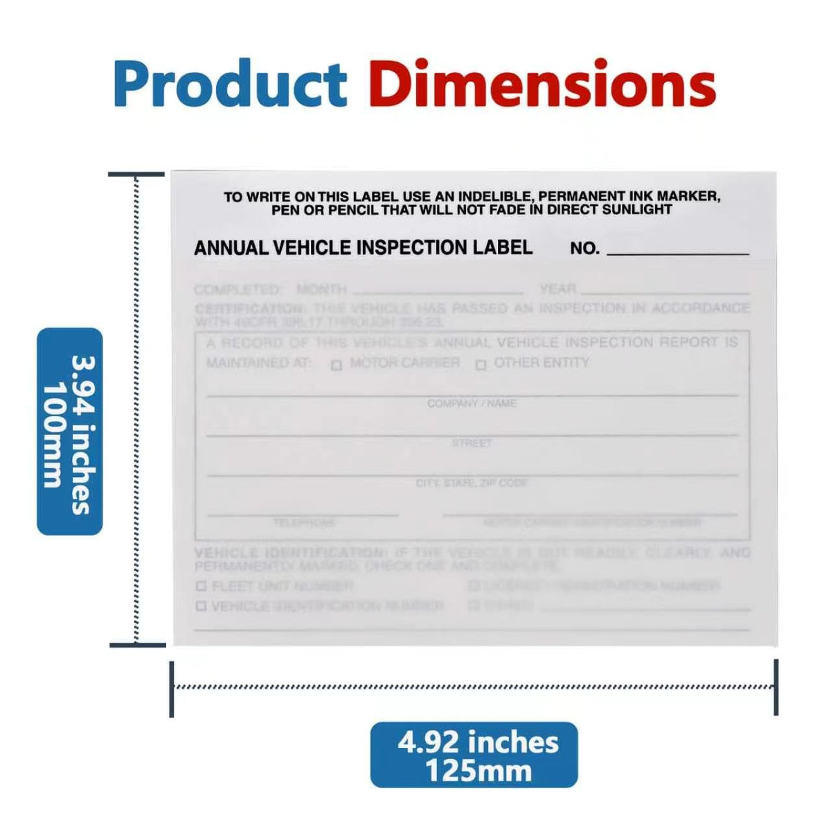 50-Pack Annual Vehicle Inspection Label Stickers, 2-Ply Strong Adhesive Vinyl, DOT Compliant Windshield Decals for Commercial Fleets, Trucks, Trailers, Car Dealerships & Auto Shops