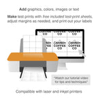 ChromaLabel 2.75 x 2.75 inch printable laser and inkjet labels on sheet, 12 labels per sheet, 25 sheets, 300 pack