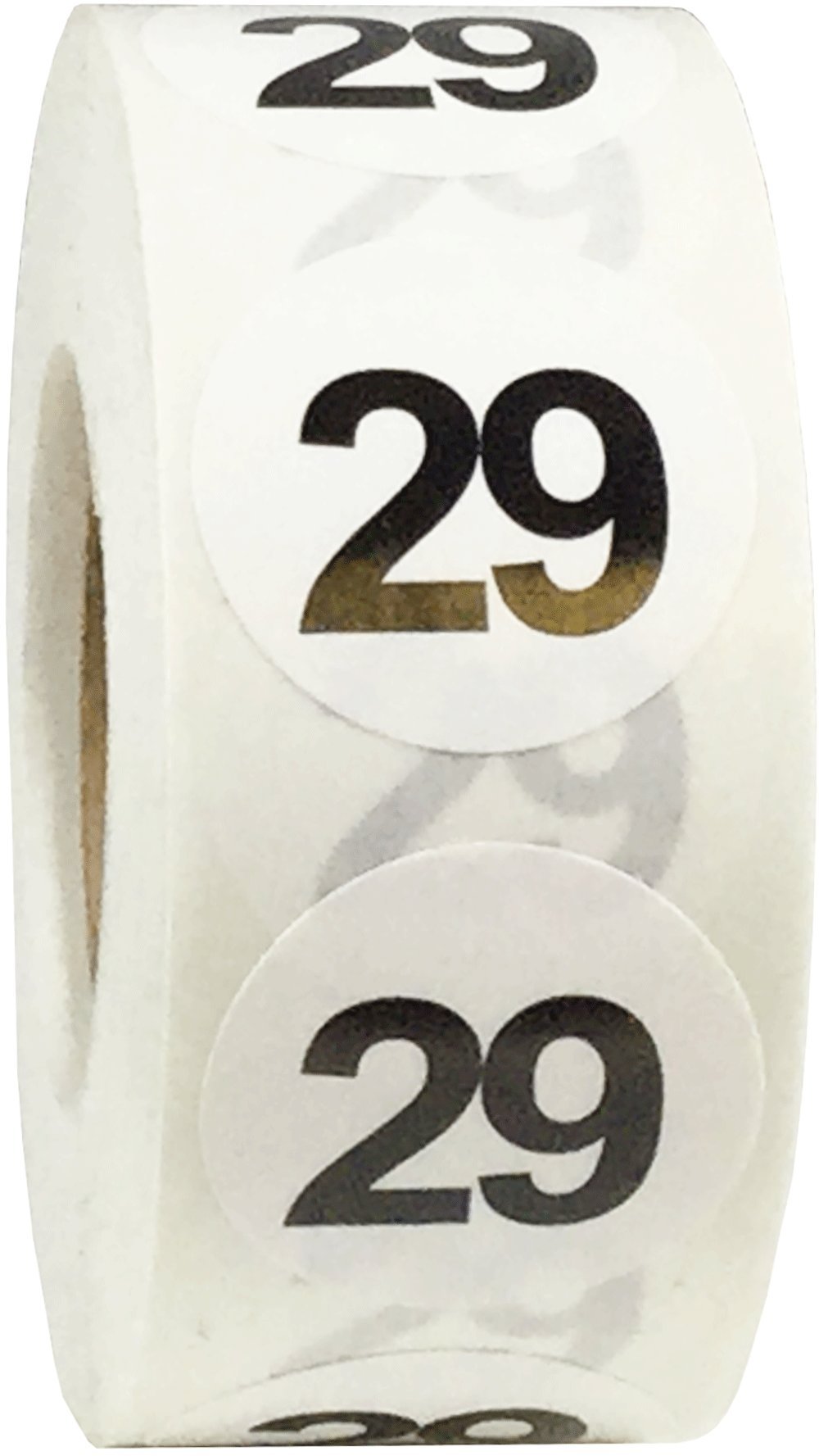 White with Black Number 29 Circle Dot Stickers, 3/4 Inch Round, 500 Labels on a Roll #29