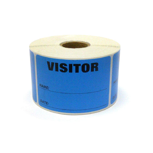 NextDayLabels - 3 x 2 Visitor Labels Pass, ID Labels and Safety Identification Badge Stickers 500 Per Roll (Fluorescent Blue)