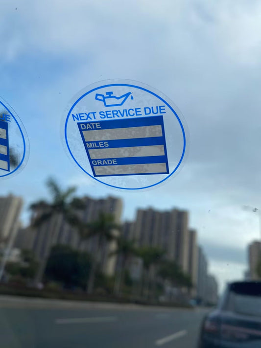 2 inch 60 PCS Blue "Next Service Due" with Date Miles Grade Static Cling Labels Easy Remove Oil Change Stickers - Static Cling Windshield Labels