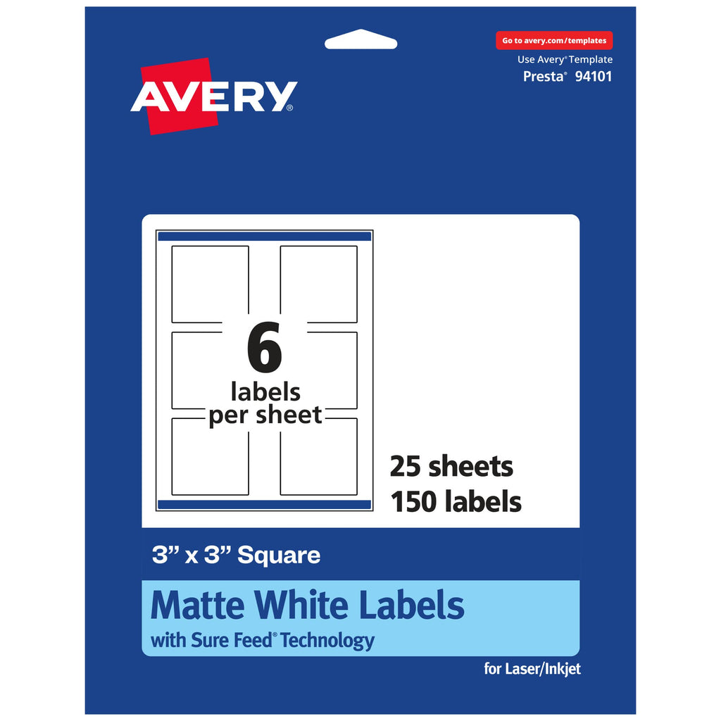 Avery White Rectangle and Square Labels Bundle (350 Labels) 200 Labels + 150