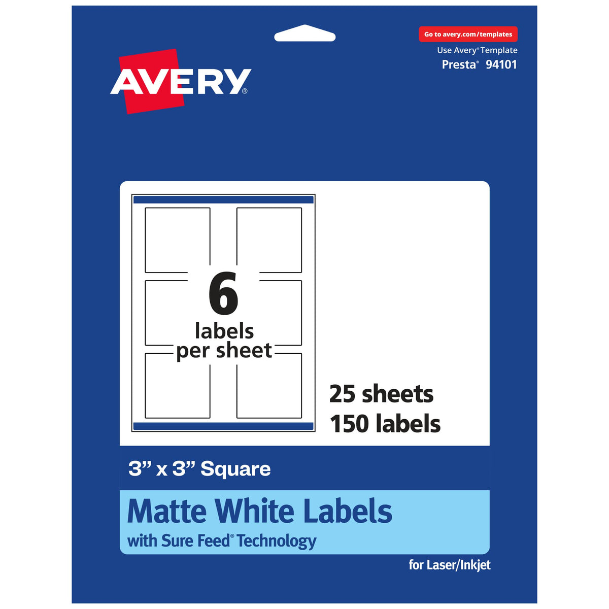 Avery White Rectangle and Square Labels Bundle (350 Labels) 200 Labels + 150