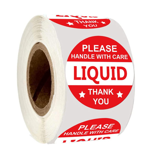 Fragile Liquid Handle with Care Warning Stickers, 2 inch Liquid Shipping Mailing and Packing Warning Labels,Warehouse Pallet Labels (300 Pcs)