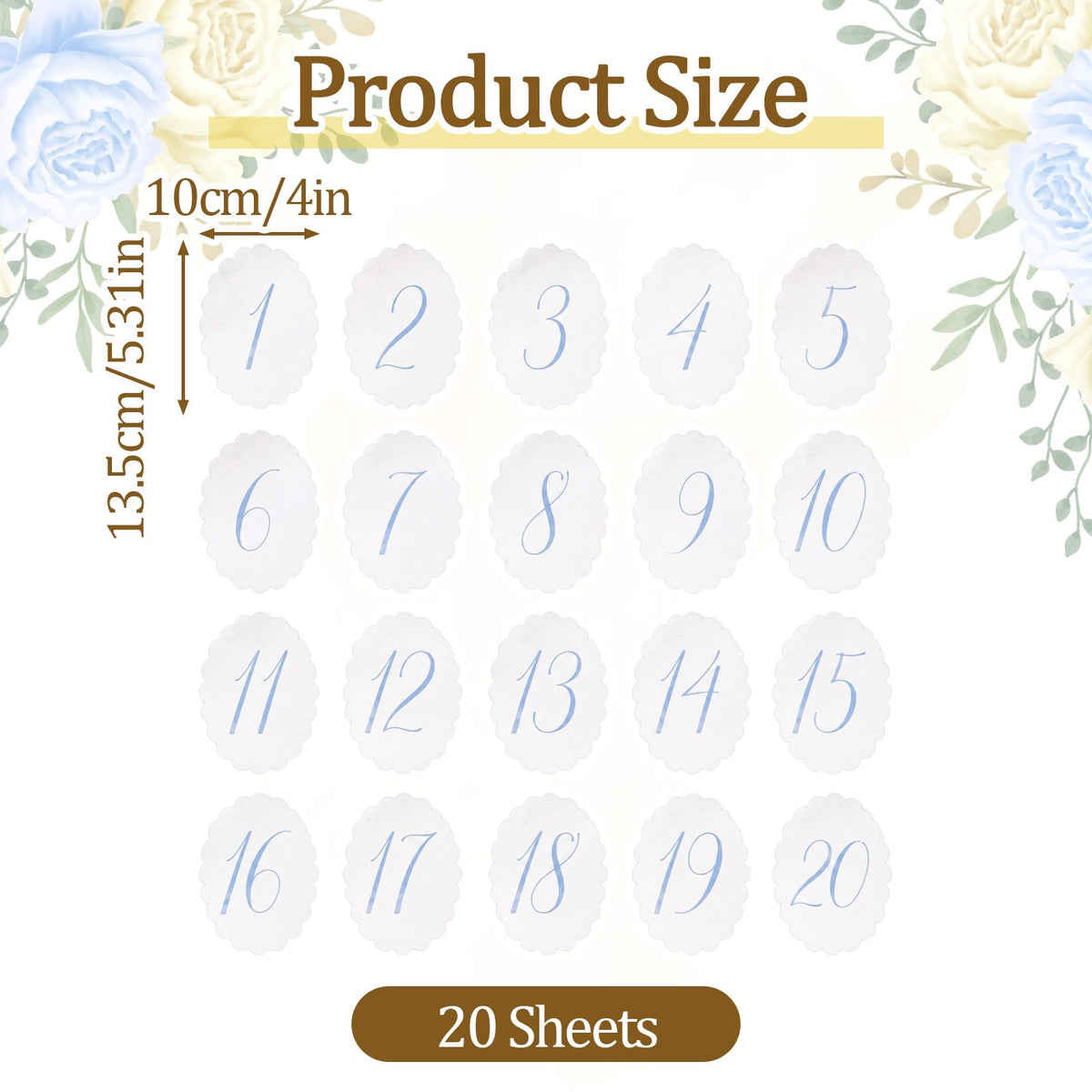 Scalloped Wedding Table Numbers, Banquet Table Numbers 1-20 Decor