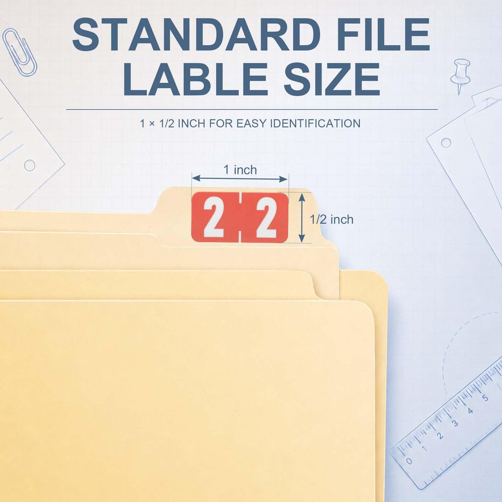 2500 PCS Numeric File Folder Label, Color Coded 0-9 Number Sticker