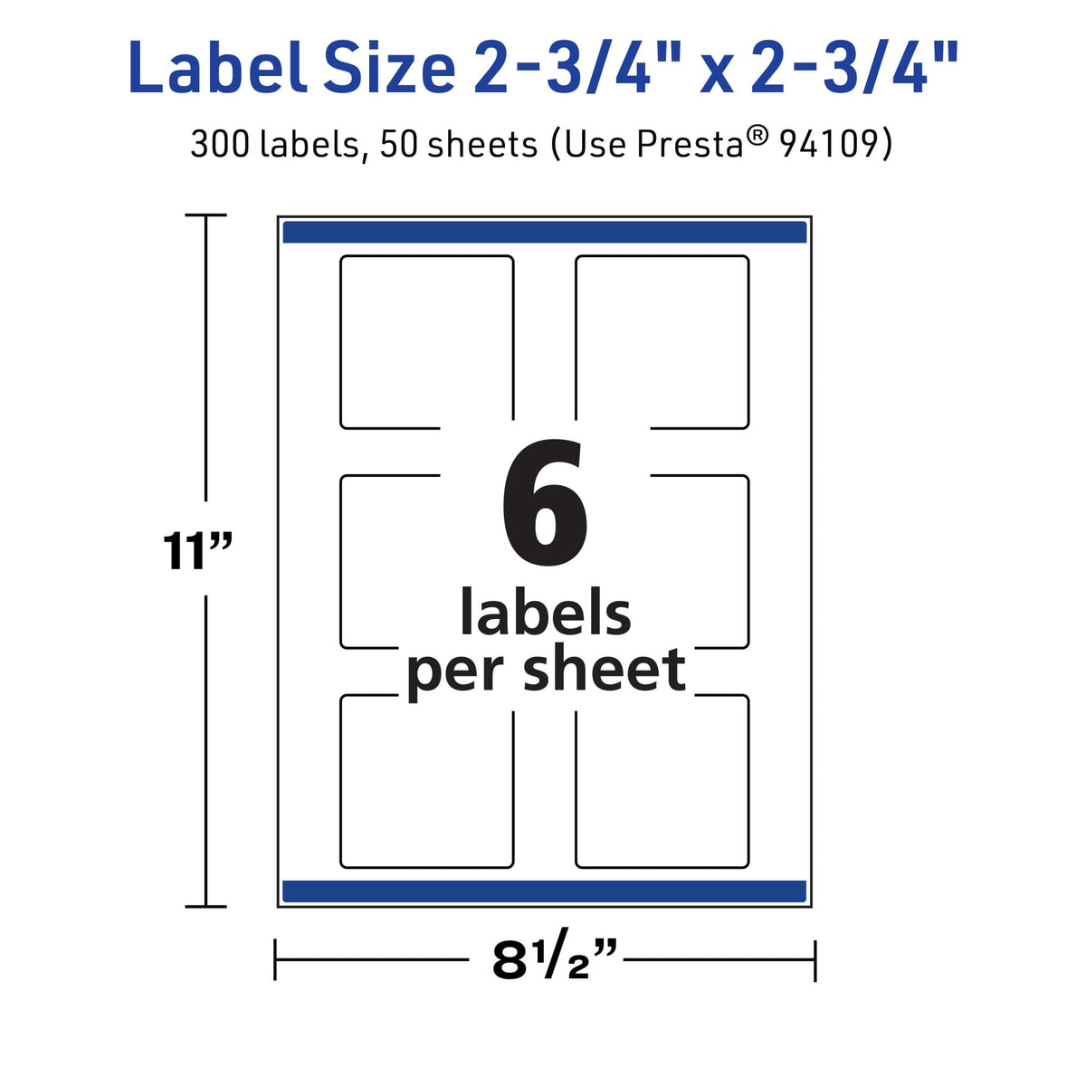 Avery® TrueBlock® Matte White Square Labels, Sure Feed® Technology, 2.75" x 2.75", 300 Matte White Labels, Print-to-The-Edge, Laser/Inkjet Printable, Great for Packaging and Product Merchandising 300 labels