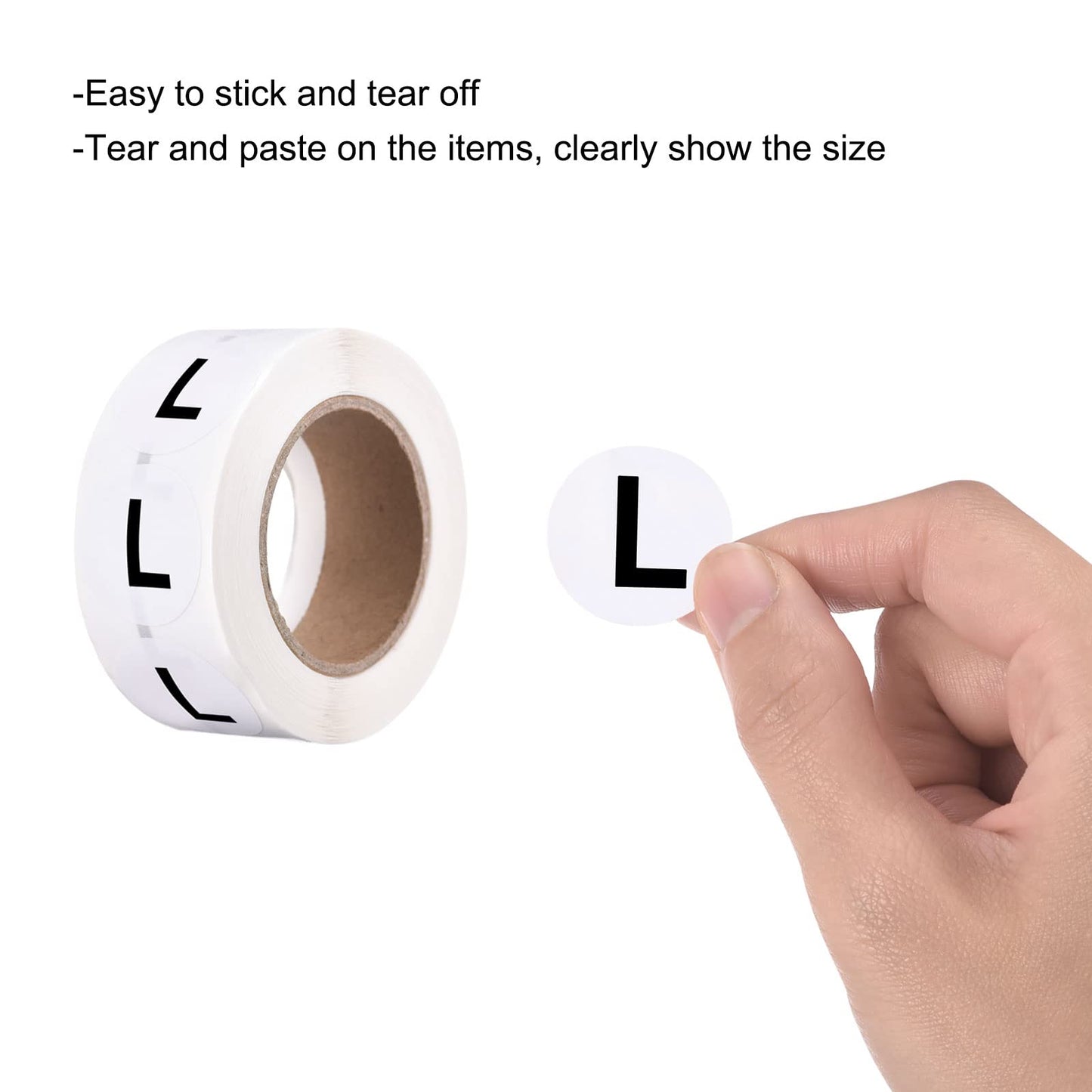 MECCANIXITY Clothing L Large Size Sticker Label Coding Label 25mm/1inch Dia 2 Roll 1000 Round Adhesive Labels for Clothes Apparel