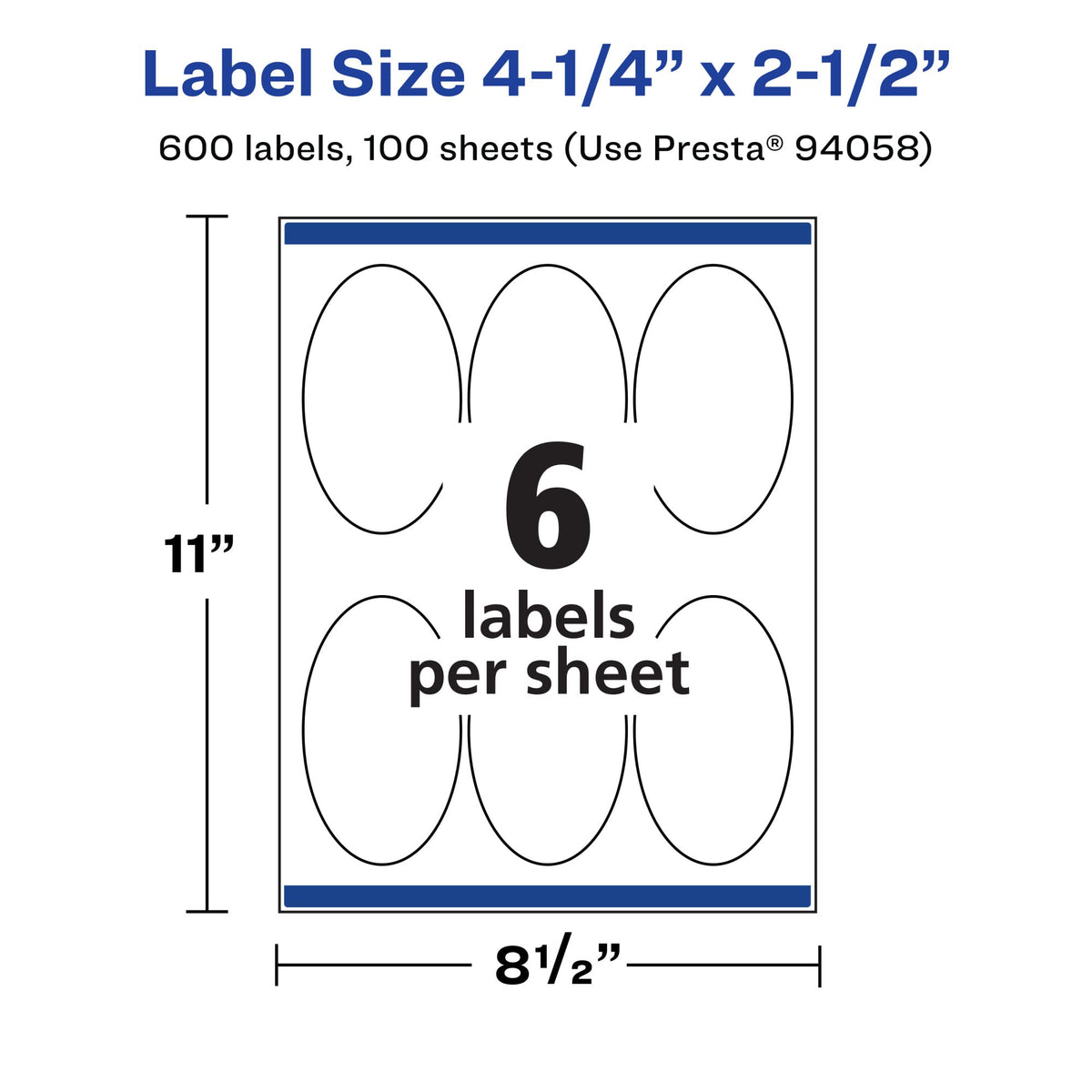 Avery Matte White Removable Oval Labels, Sure Feed Technology, 4.25" x 2.5", 600 Removable Labels, Laser/Inkjet Printable 600 labels