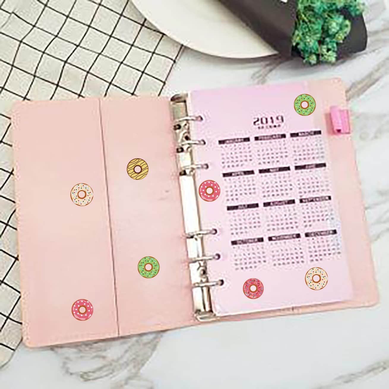 Hole Label Loose-Leaf Paper Hole Reinforcement Stickers Assorted Donut Designs 0.25 inch Binder Hole Reinforcements Labels for School, Home and Office Hole-Punched Pages 2000 Pcs