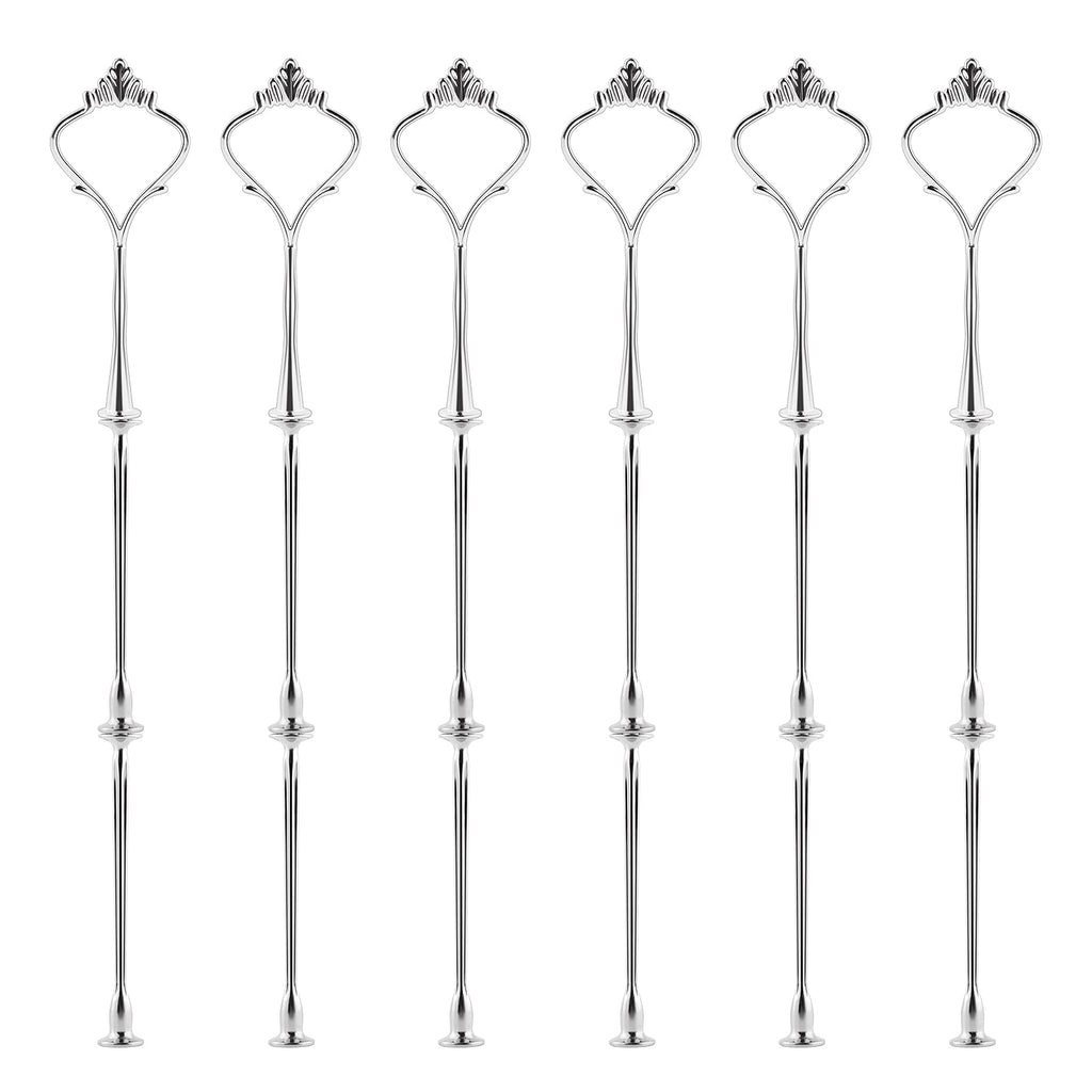 3 Tier Cake Stand Hardware Tiered Tray Hardware, 6 Sets Cake Stand Fittings Hardware for Cake Stand Mold, Silver Crown, Decoration Accessories for Wedding Family Banquet