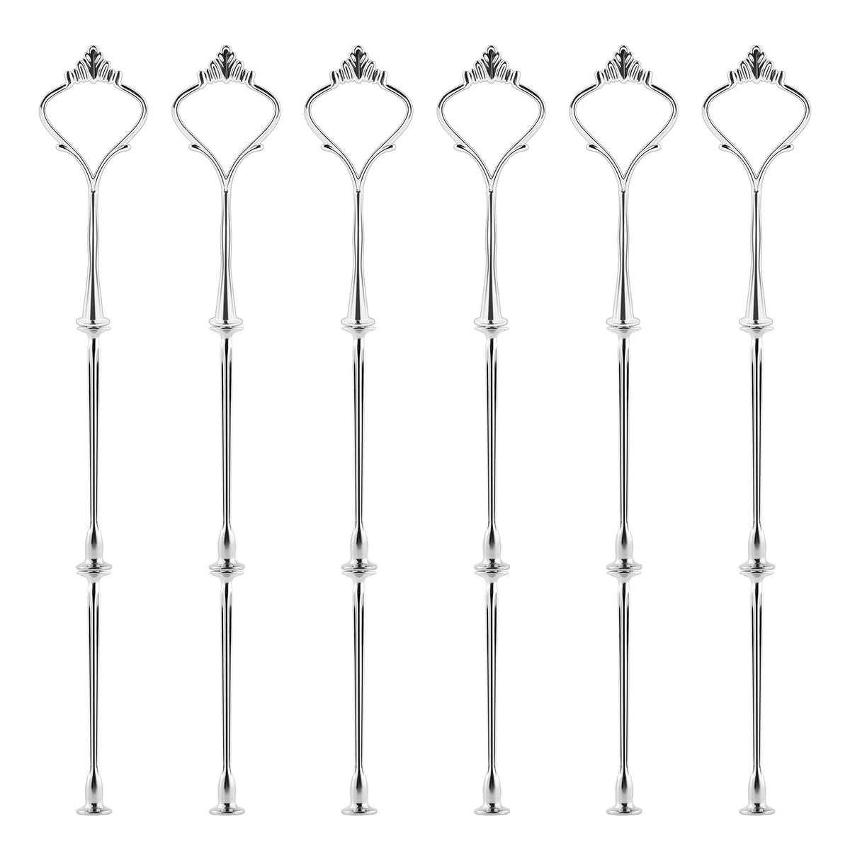 3 Tier Cake Stand Hardware Tiered Tray Hardware, 6 Sets Cake Stand Fittings Hardware for Cake Stand Mold, Silver Crown, Decoration Accessories for Wedding Family Banquet