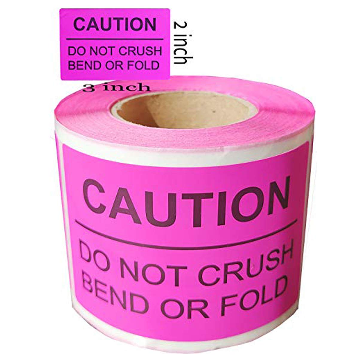 2 inch ×3 inch DO NOT Crush Bend OR FOLD Warning Shipping Stickers Self Adhesive Caution Labels (Magenta, 250 Stickers/Roll)