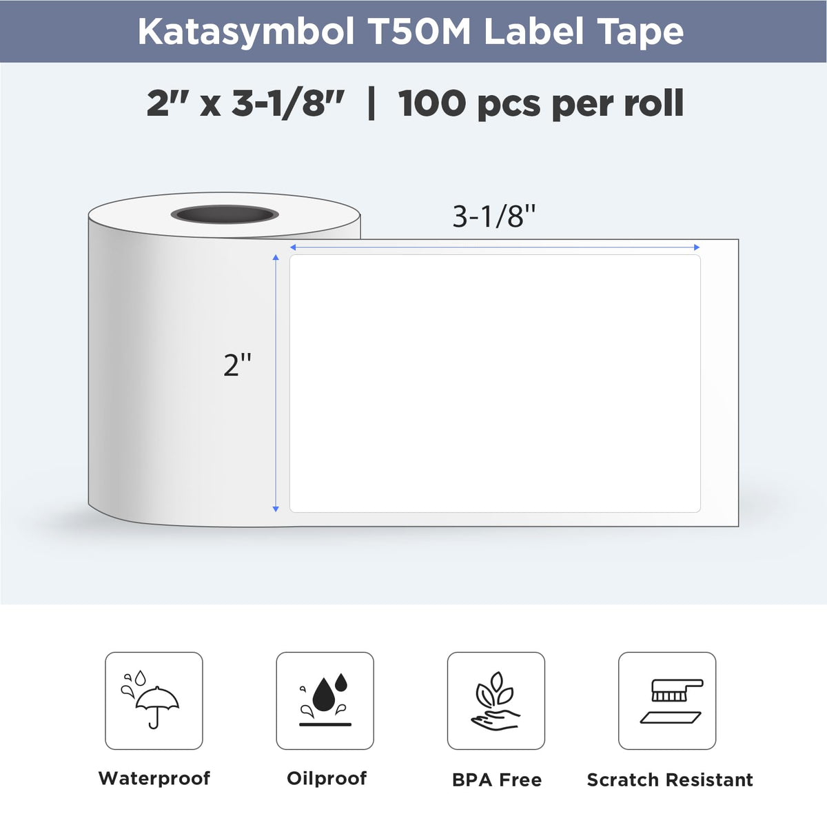 SUPVAN T50M Series Genuine Label Tape, 2'' × 3-1/8'' 8 Rolls, White 2" x 3-1/8"