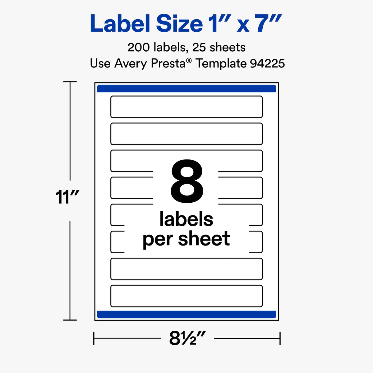 Avery® Matte White Rectangle Labels, 1" x 7", 200 Total 200 labels