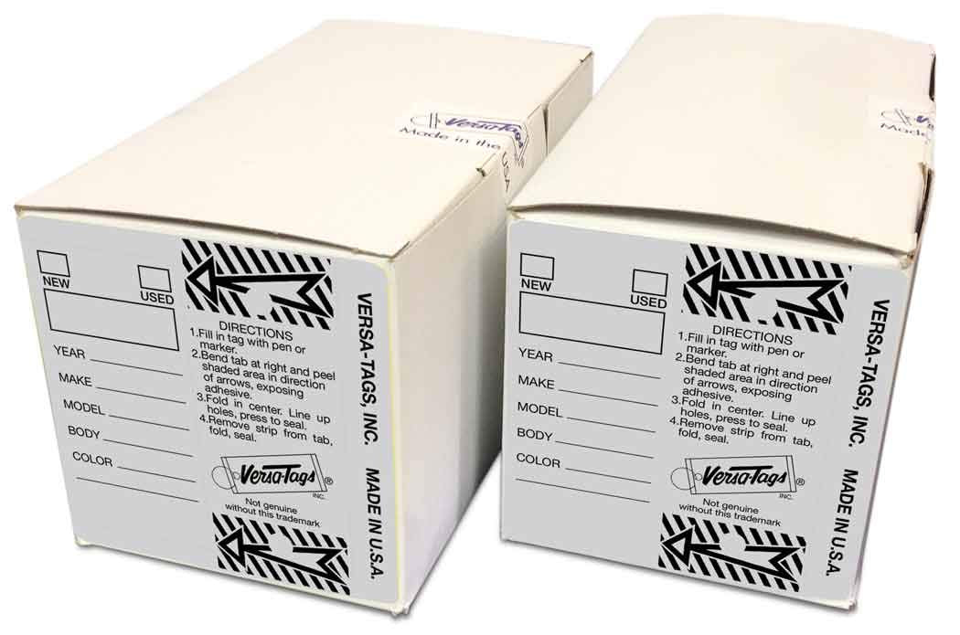 Donkey Auto Products Genuine Versa-Tag Key Tags, Self-Protecting (2 Box Bundle) (250 per Box with Metal Rings - 500 Total) (2 Boxes of Gray) 2 Boxes of Gray